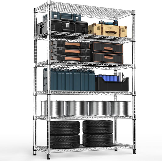 4080 lbs Steel Storage Shelving 6-Tier Utility Shelving Unit Steel Organizer Wire Rack for Home,Kitchen,Office,Garage, 17.7" D x 47.2" W x 72.3" H - NestledHome
