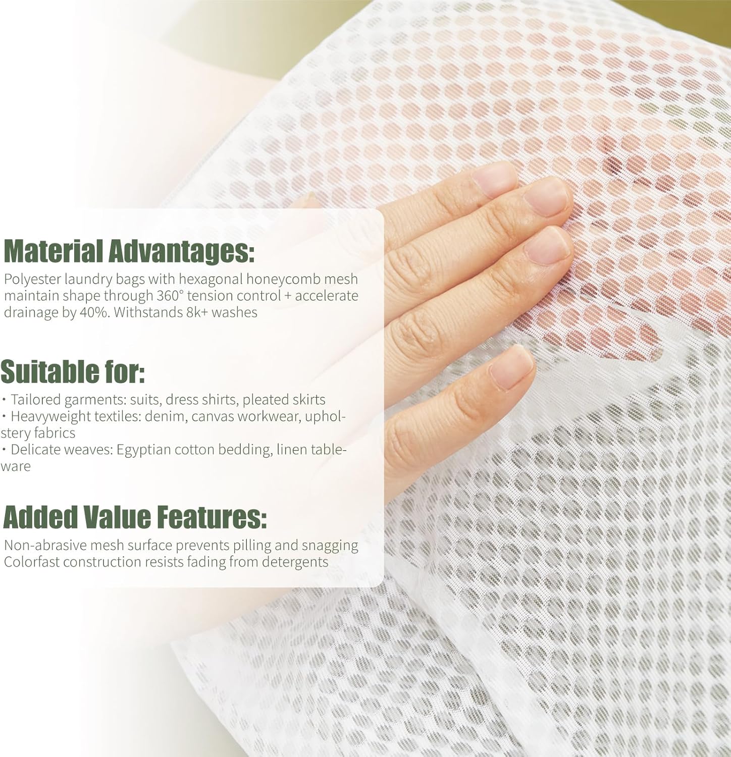 GWT 4Pcs 3D Mesh Laundry Bags with Hanging Handles (S/M/L/XL) - Durable Zippered Wash Bags for Delicates, Shoes & Bulk Clothes - Space-Saving Foldable Design - NestledHome
