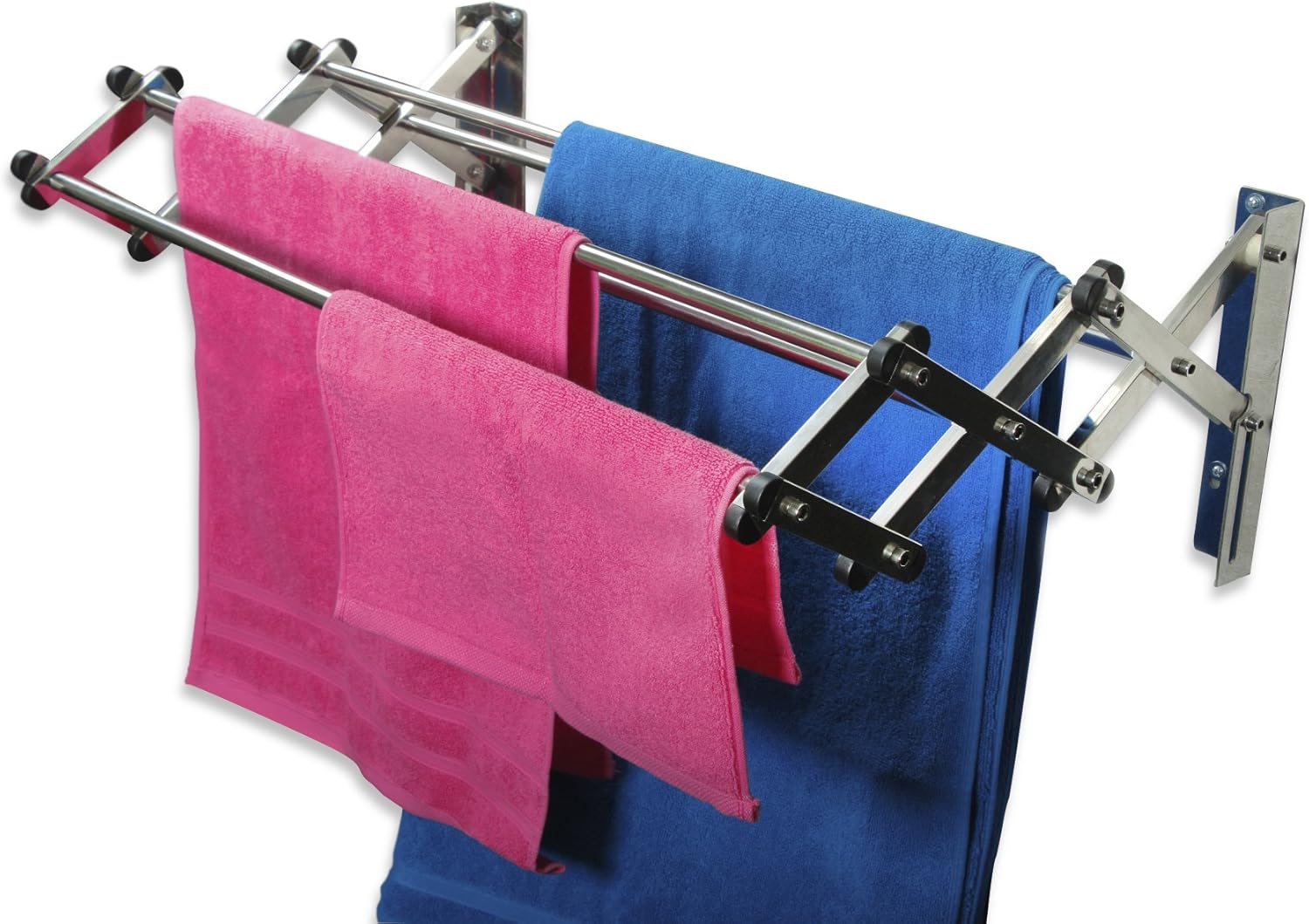 AERO W Racks Stainless Steel Wall Mounted Collapsible Laundry Clothes Drying Rack 45 Pound Capacity 11 Linear Ft - NestledHome