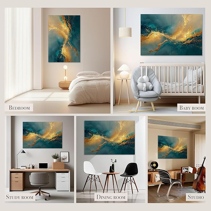 Acoustical Wall Panels, 48 X 32 Inches Art Acoustic Panels, Decorative Acoustic Panels, Acoustic Wall Panels, Sound Absorbing Wall Art, Oceanic Gleam