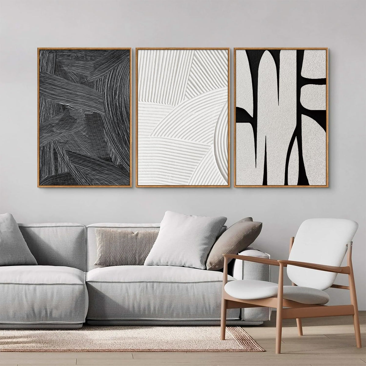 Black and White Framed Canvas Wall Art Set