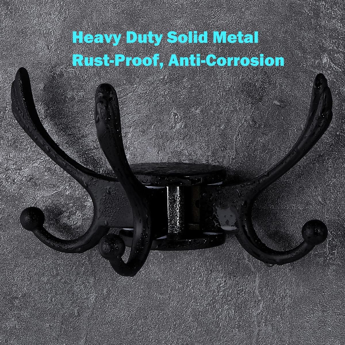 Swivel Coat Hook 2 Pack Heavy Duty Space Saving Towel Rope Hook Wall Mount Triple Swing Arms for RV Bathroom Kitchen Garage,Matt Black - NestledHome