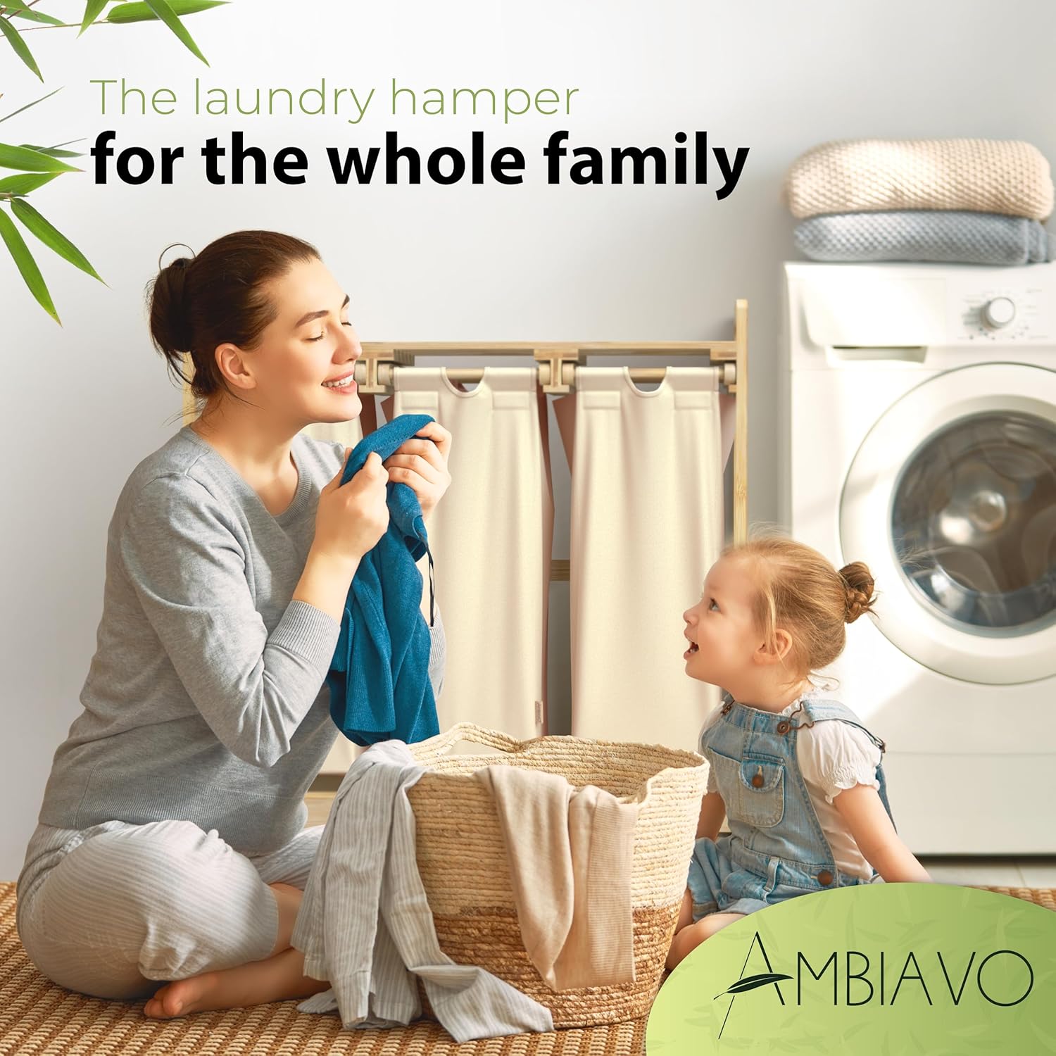 Laundry Hamper 3 Section beige - Large Bamboo Laundry Sorter with Removable Cotton Bags -Three Compartment Organizer for Clothes - Durable, Eco-Friendly, and Stylish Storage Solution for Home - NestledHome