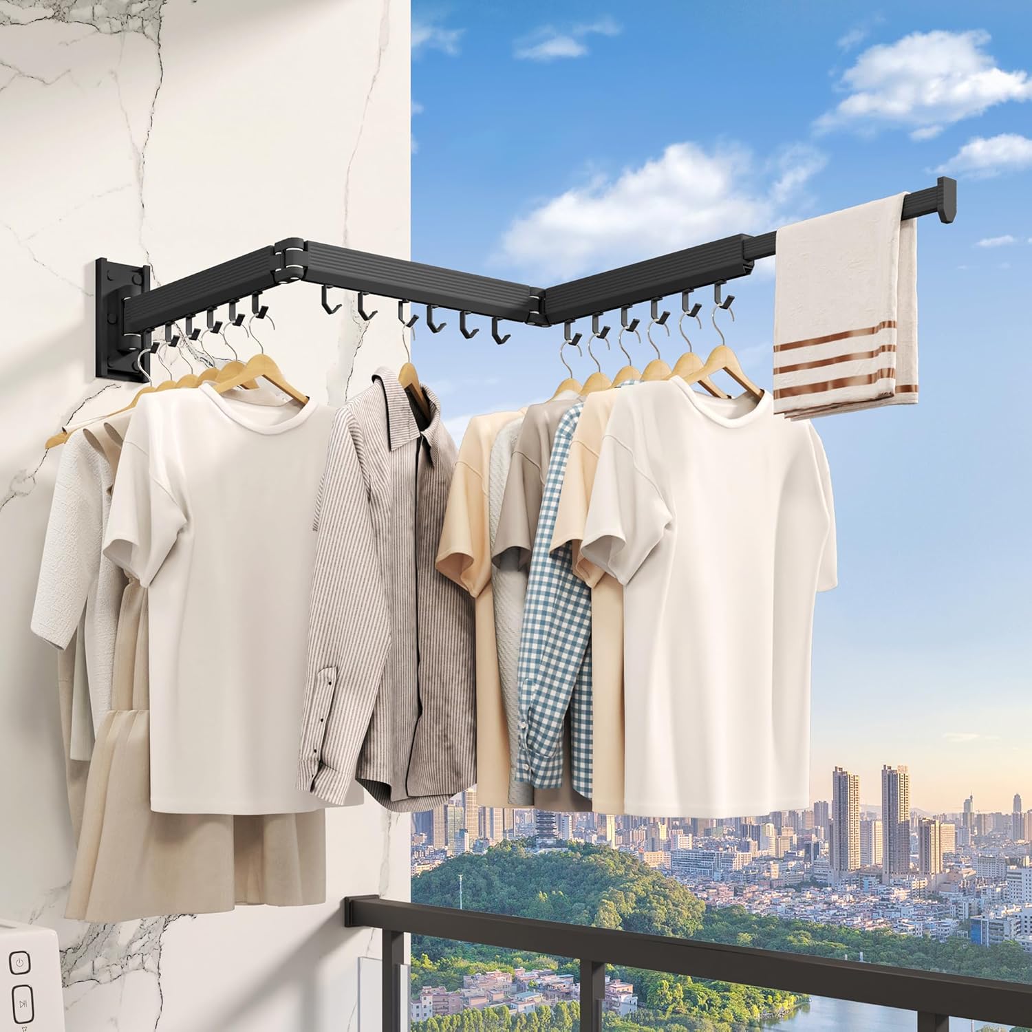Wall Mounted Clothes Drying Rack, Collapsible Laundry Drying Rack, Retractable Foldable Drying Rack Clothing for Hanging Clothes - NestledHome
