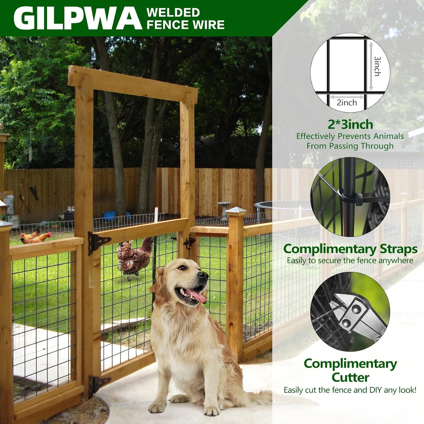 Welded Wire Fence, 25ft(L) x 36inch(H) Garden Fence for Dog, 2 Inch x 3 Inch 16GA Fencing for Chicken, PVC Coated Anti-Rust Roll Metal Wire Mesh Fence for Yard Vegetable, Black
