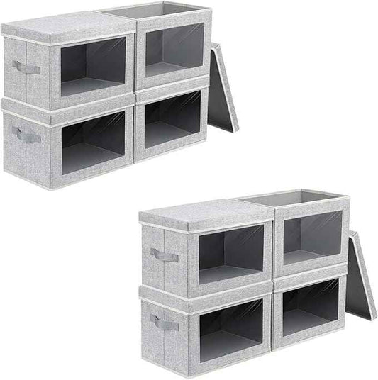 Storage Baskets, 4 Packs Large Storage Bins with Lids Window, Large Fabric Storage Baskets Bins for shelves