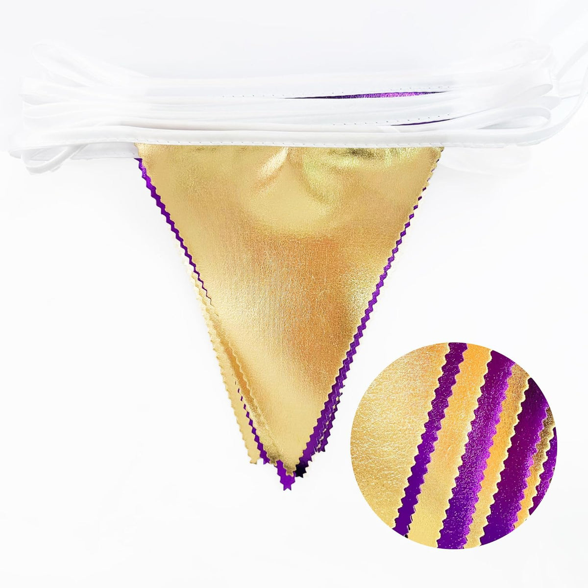 Purple and Gold Party Decorations Metallic Fabric Triangle Pennant Banner Flag Bunting Garland for Graduations Birthday Retirement Wedding Baby Shower Bachelorette Halloween Outdoor Party Supplies - NestledHome