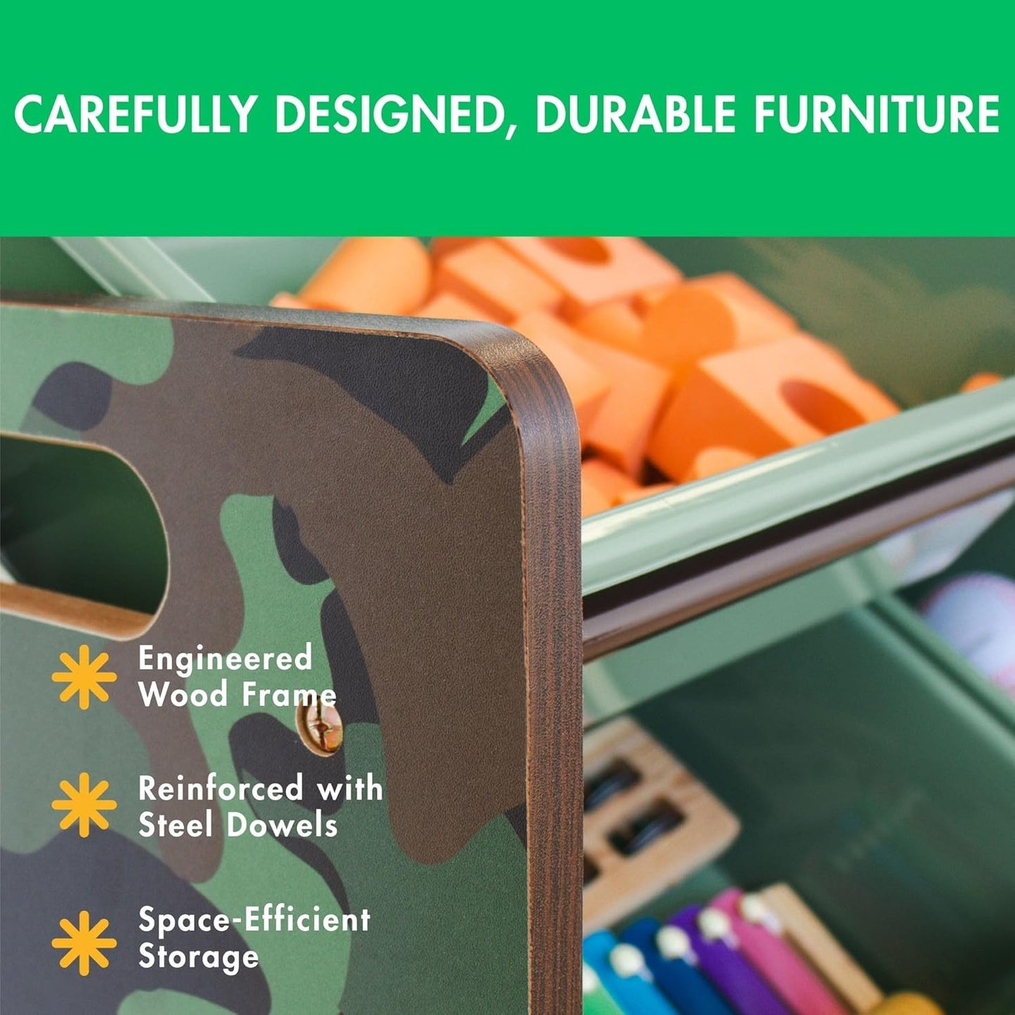 Humble Crew Kids Toy Storage Organizer with 12 Plastic Bins, Camo – Removable Bins for Playroom, Bedroom, Toddler Furniture for Boys and Girls Ages - NestledHome