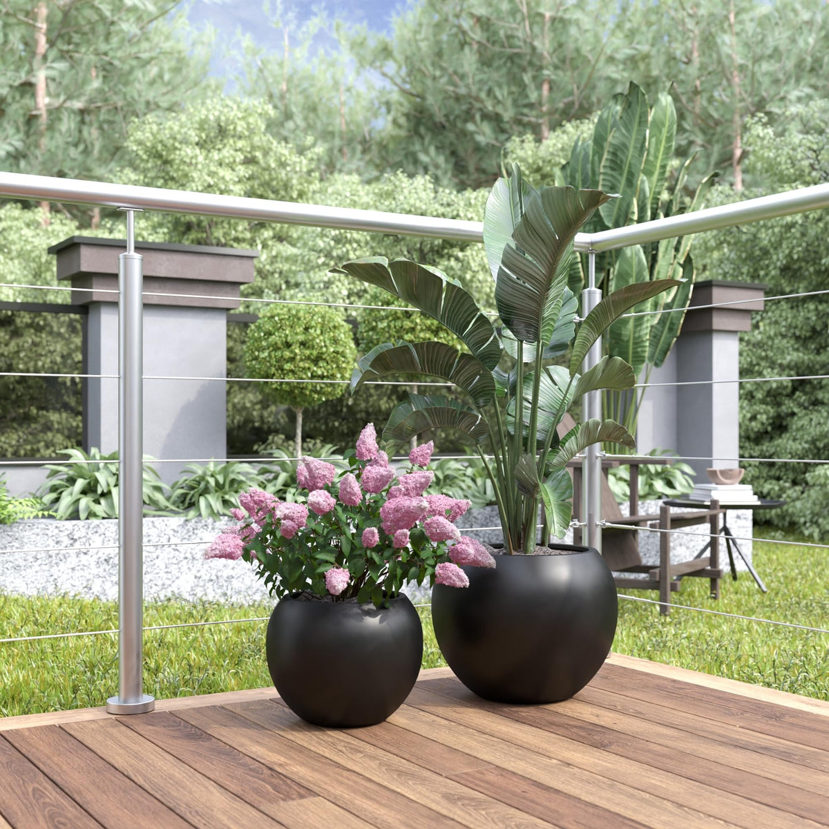 Premium Mt Sherman Fiberstone Sphere Planter for Indoor Outdoor Use