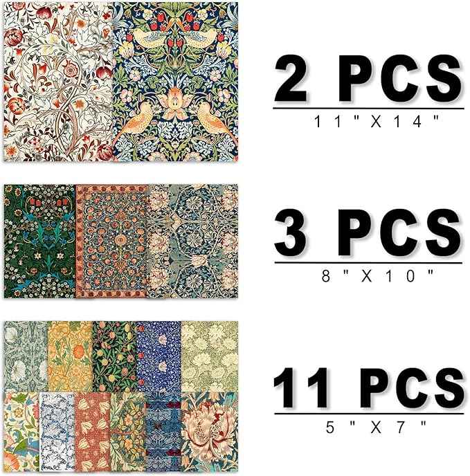 ANERZA 16 PCS William Morris Wall Art Decor, Floral Wall Prints for Bedroom, Vintage Artwork Posters for Room Aesthetic, Wall Collage Kit Pictures for Living Room, Colorful Dorm Gallery Home Decor