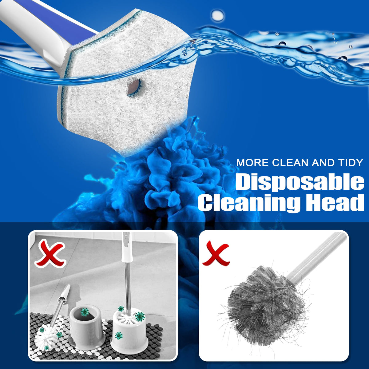 Disposable Toilet Brush with 48 Wand Cleaner Refills