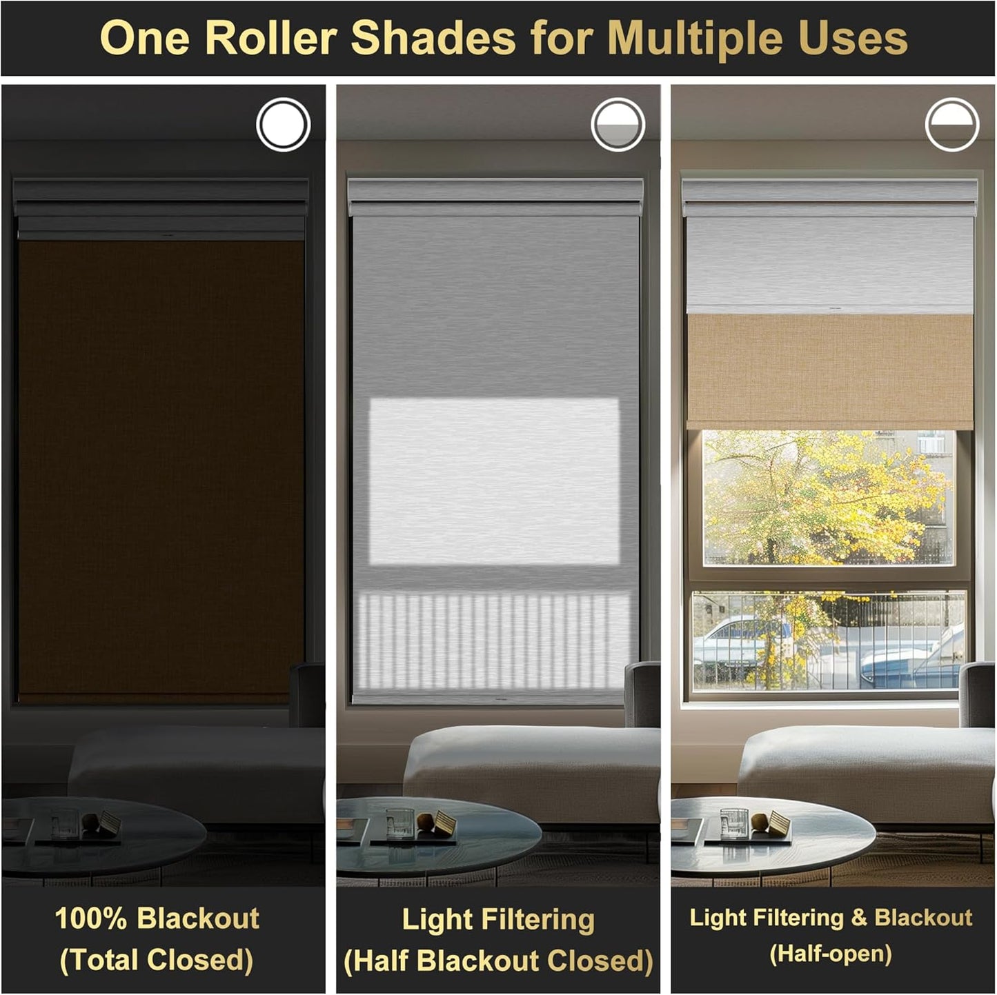 BERISSA Cordless Dual Roller Shades with Cassette Valance,Double Window Shades Blackout and Light Filtering Shades,Day and Night Roller Shades for Home Office Door.Linen Beige and White.44 W x 36" H