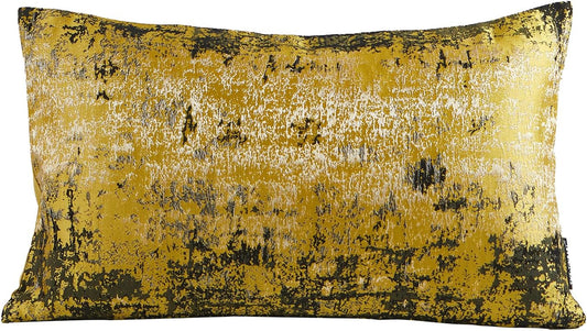 THE-TINOART Sun Gold & Black Jacquard Pillow Cover 12x20 - Luxury Embroidered Decorative Throw Pillow Cover, Reversible with Metallic Thread & Velvet Backing, Elegant Home Decor