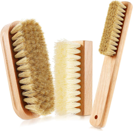 3 Pcs Wood Laundry Stain Brush Stain Remover Brushes with Boar Bristle Small Stain Brush for Clothes for Scrubbing Stains from Furniture Fabric Leather(3 Pcs F) - NestledHome