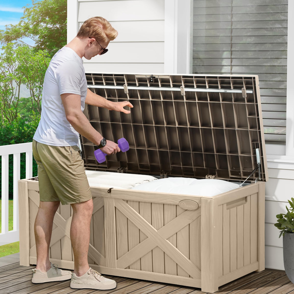 150 Gallon Large Outdoor Storage Box with X