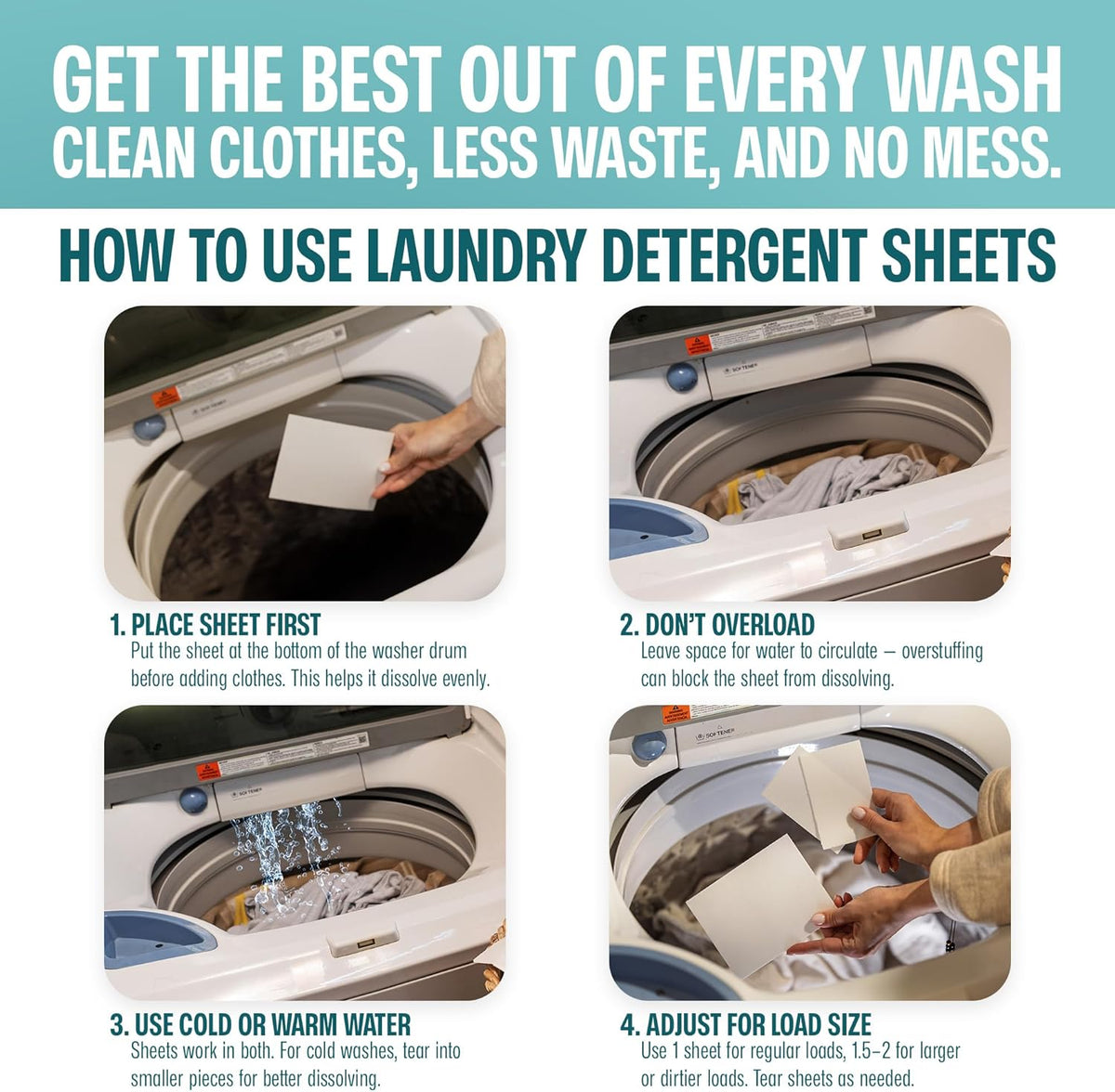 Sudstainables Eco Friendly Laundry Detergent Sheets - (200 Count), Unscented, Zero Waste, Plastic Free, Ultra Cleaning Strength, Sensitive Skin Safe, Saves Space - NestledHome