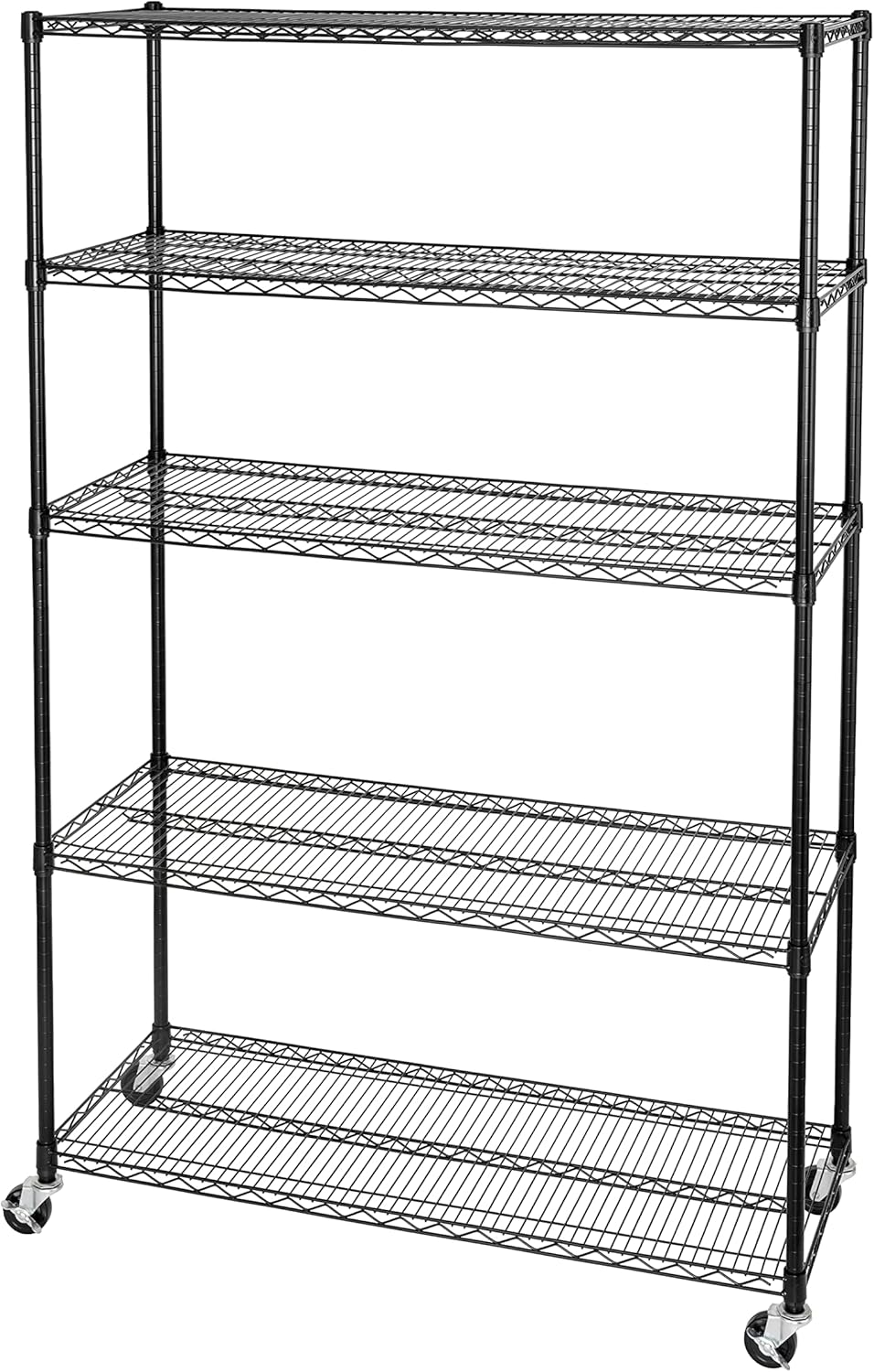 Seville Classics UltraDurable Heavy Duty NSF Solid Steel Wire Rack Storage Unit, Organizer for Garage, Warehouse, Office, Restaurant, Classroom, Kitchen, Black, 5-Tier Shelving, 48" W x 18" D - NestledHome