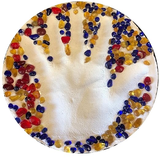 Stepping Stone Kit - Makes a Personalized 8-Inch Stepping Stone, 4 lbs. White Concrete Mixture, Assorted Glass Gems, and 8 inch Mold