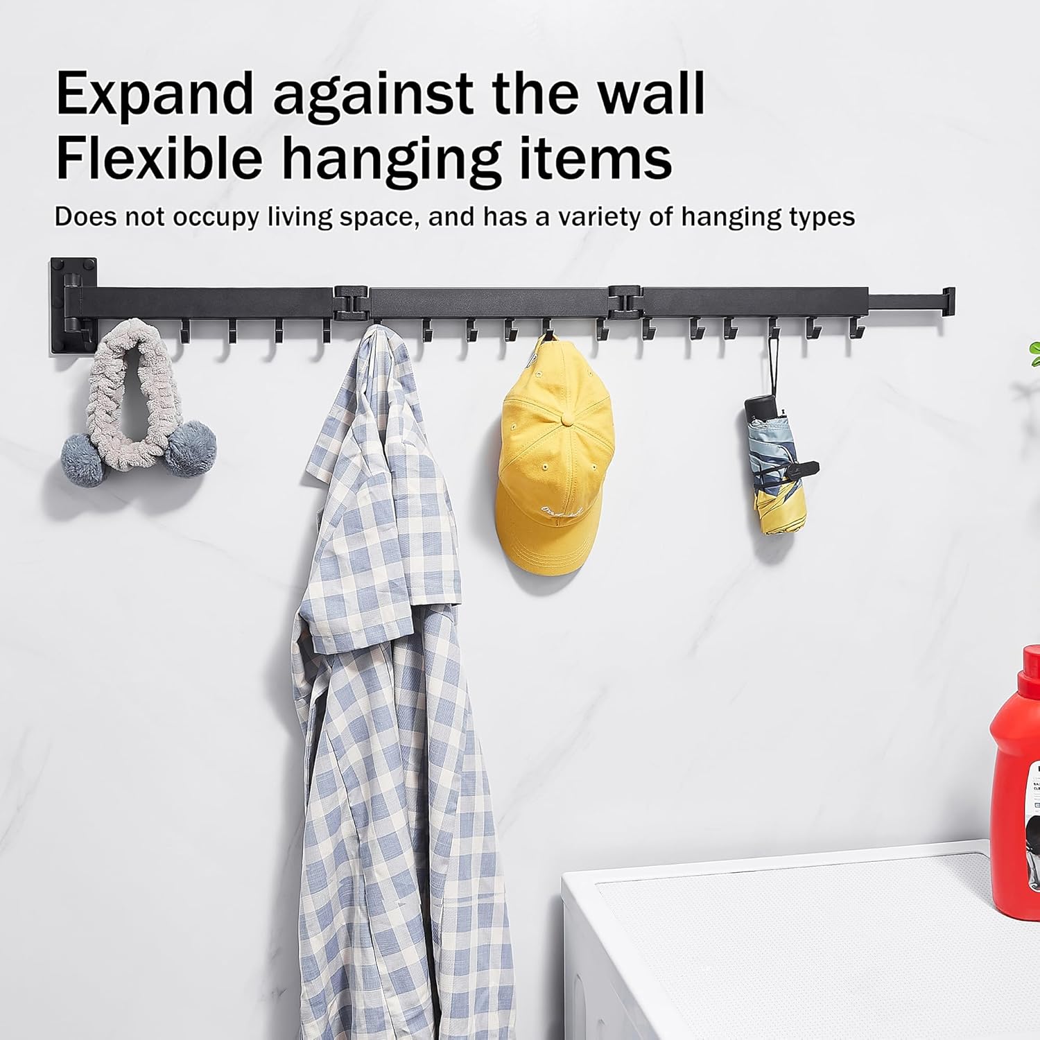 Clothes Drying Rack,Drying Rack Clothing,Luandry Drying Rack,Clothes Hanger Rack,Wall Mounted Luandry Rack,Folding Retractable,Frosted Stone Black Classic,ms-01 - NestledHome