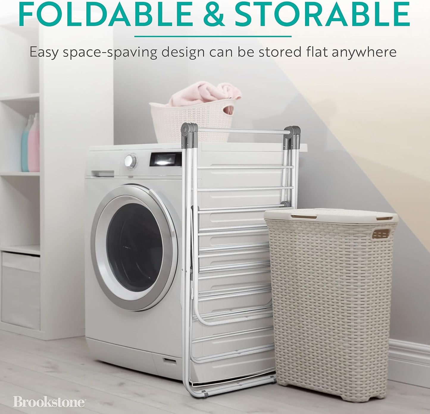Brookstone – Extra Large – Double Spaced - 2 Tier Collapsible Clothes Drying Rack, Indoor/Outdoor Folding Hanging Garment Stand [NO Assembly - Ready Out of The Box] - NestledHome