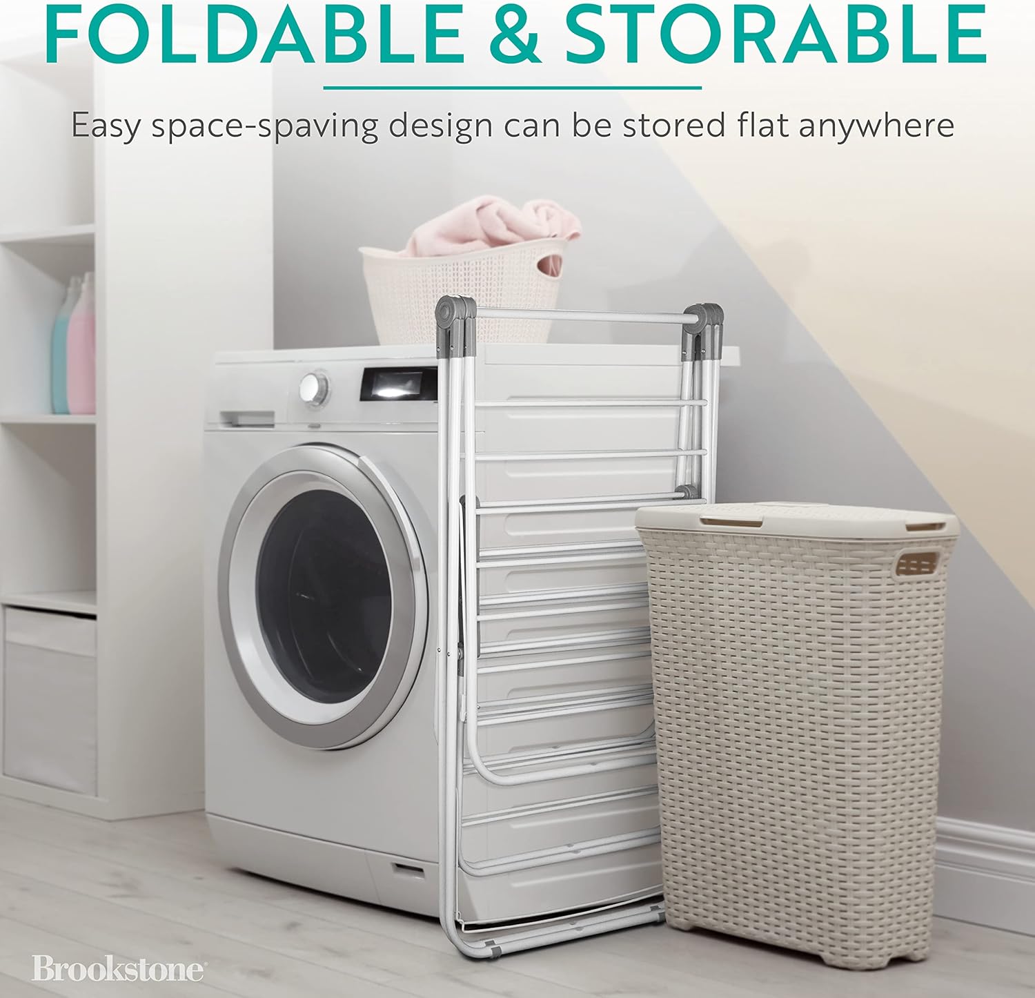 Brookstone – Extra Large – Double Spaced - 2 Tier Collapsible Clothes Drying Rack, Indoor/Outdoor Folding Hanging Garment Stand [NO Assembly - Ready Out of The Box] - NestledHome