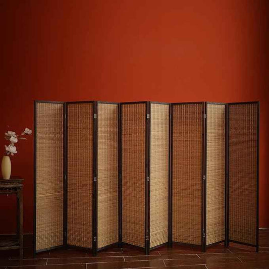 8 Panel Bamboo Room Divider and Folding Panel Screen,Bamboo Panel Divider for Room Separation,Brown,67" H x 122.8" W