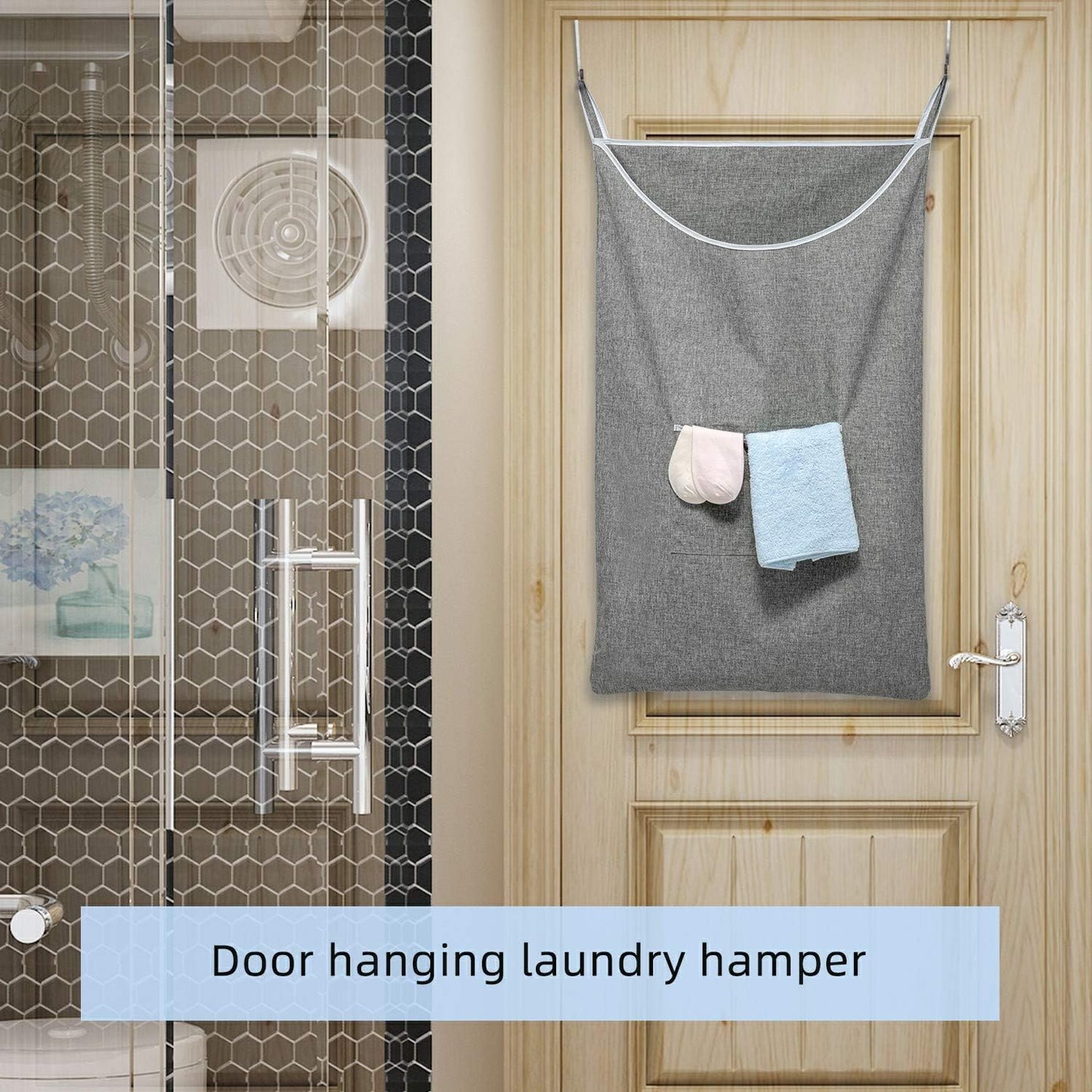 X-Large Door Hanging Hamper Bag,2 Pack Large Capacity Hanging Laundry Hamper Basket with Wide Opening Dirty Clothes Laundry Hamper Storage Bag Size 35X22inch(Grey-2Pack) - NestledHome