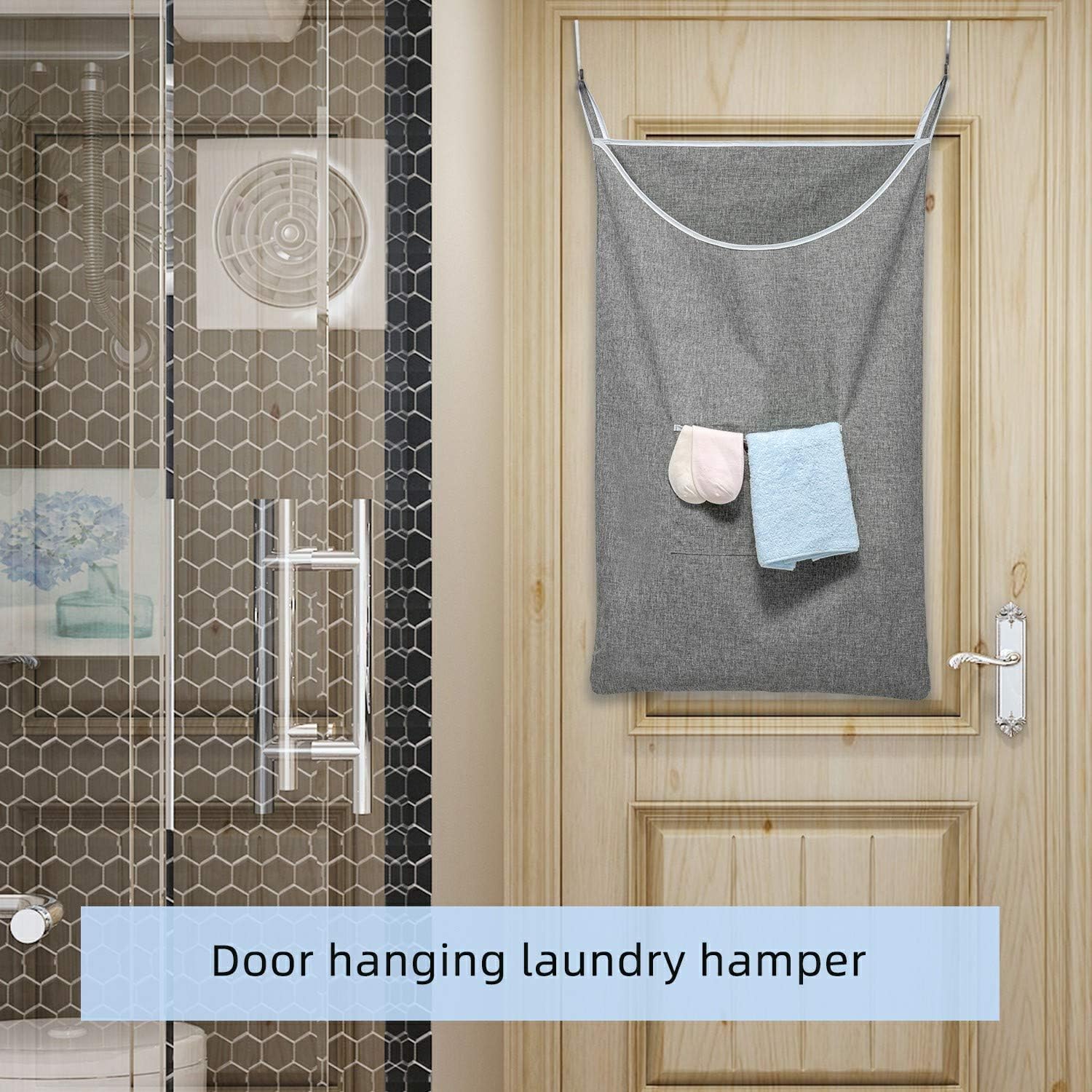 X-Large Door Hanging Hamper Bag,2 Pack Large Capacity Hanging Laundry Hamper Basket with Wide Opening Dirty Clothes Laundry Hamper Storage Bag Size 35X22inch(Grey-2Pack) - NestledHome