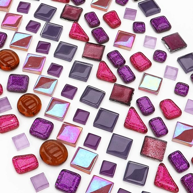 LITMIND Assorted Purple Irregular Crystal Mosaic Tiles, 9oz Value Pack - Perfect for Art Crafts, Mosaic Making Projects, Home Decor, and More