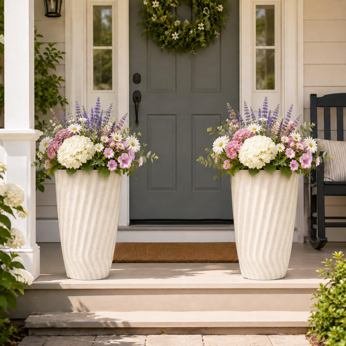 24" Resin Tall Outdoor Planters (2 Count)