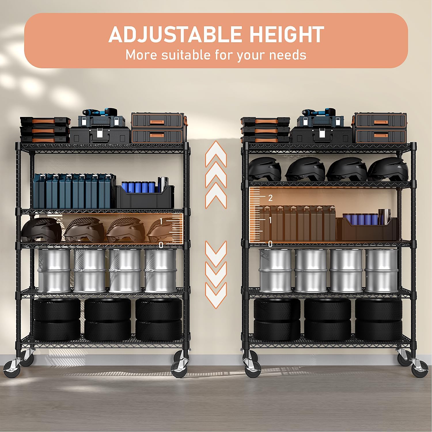 Garage Shelving 5 Tier Industrial Metal Shelving Units for Commercial, Basement, Pantry, Warehouse, School, Black Heavy Duty Easy Assembly 23.6" D x 53.2" W x 73.6" H - NestledHome