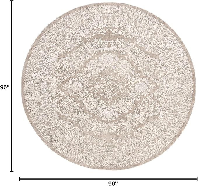 SAFAVIEH Area Rug 8' Round - Reflection Collection - Large - Beige & Cream, Non-Shedding & Easy Cleaning, Ideal for Living Room, Bedroom, Dining Space (RFT668A)