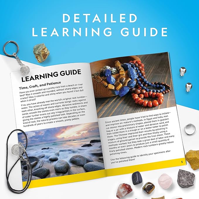 NATIONAL GEOGRAPHIC Rock Refill – Mega Madagascar Pack, 3 lb of Gemstones Including Rose Quartz, Jasper, Labradorite, & More, Tumbler Grit & Jewelry Settings