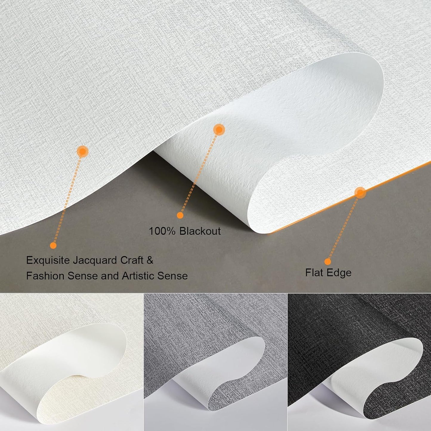 Persilux Blackout Roller Shades & Blinds Windows Shades Free-Stop Blackout Blinds with Jacquard Fabric,Cordless Blinds Pull Down Shades for Home, Easy to Install for Door/Office, White(92" W x 96" H)