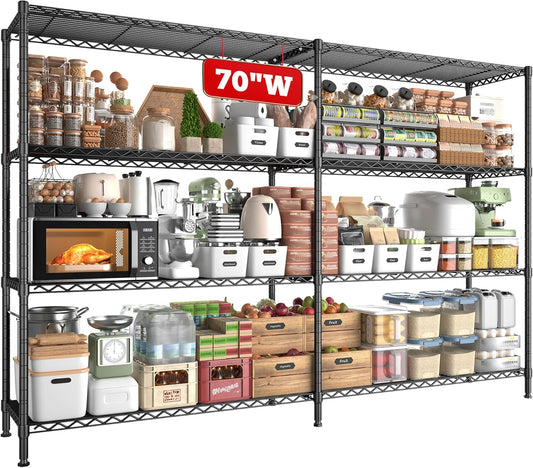 REIBII 70"W Metal Shelving, Storage Shelves 4-tier Wire Shelving Unit Load 1240LBS Metal Shelves for Storage Adjustable Shelving Rack for Pantry Kitchen Commercial school Garage 70"W*15.8"D*62.9"H - NestledHome