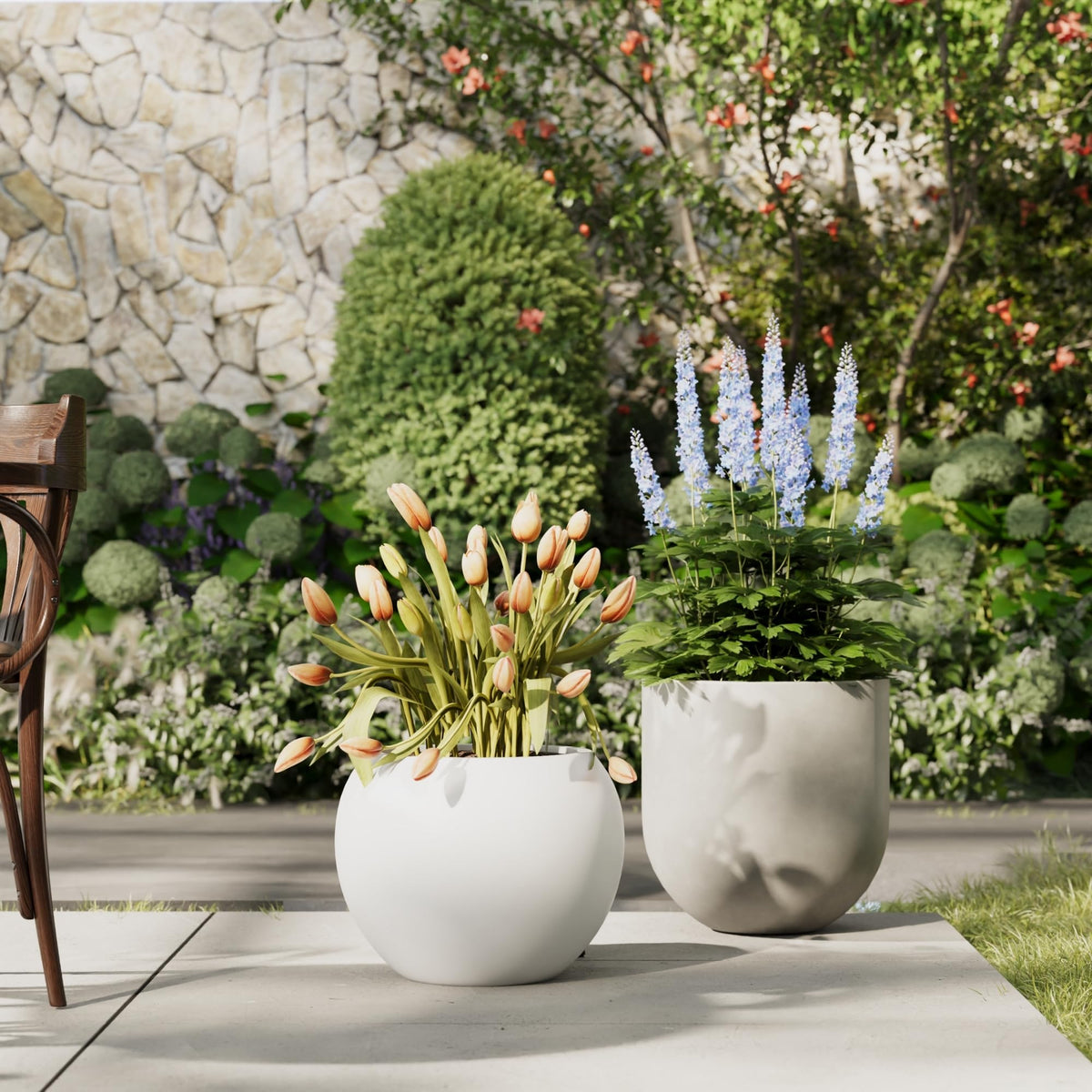 Premium Mt Sherman Fiberstone Sphere Planter for Indoor Outdoor Use
