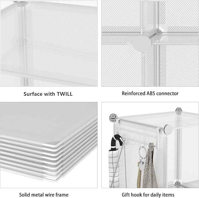 AWTATOS Cube Storage Organizer, Closet Organizers and Storage, 12 Cube Shelves Bookshelf, DIY Stackable Plastic Clothes Organizer Shelving for Bedroom, Home, Transparent Twill
