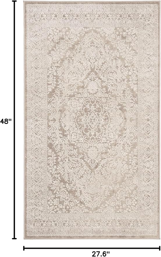 SAFAVIEH Reflection Collection Accent Rug - 2'3" x 4', Beige & Cream, Non-Shedding & Easy Cleaning, Ideal for Entryway, Living Room, Bedroom (RFT668A)