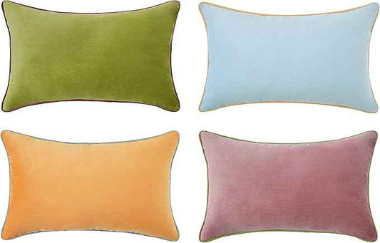 MONDAY MOOSE Decorative Throw Pillow Covers Cushion Cases, Set of 4 Soft Velvet Modern Double-Sided Designs, Mix and Match for Home Decor, Pillow Inserts Not Included (12x20 inch, Purple/Green)
