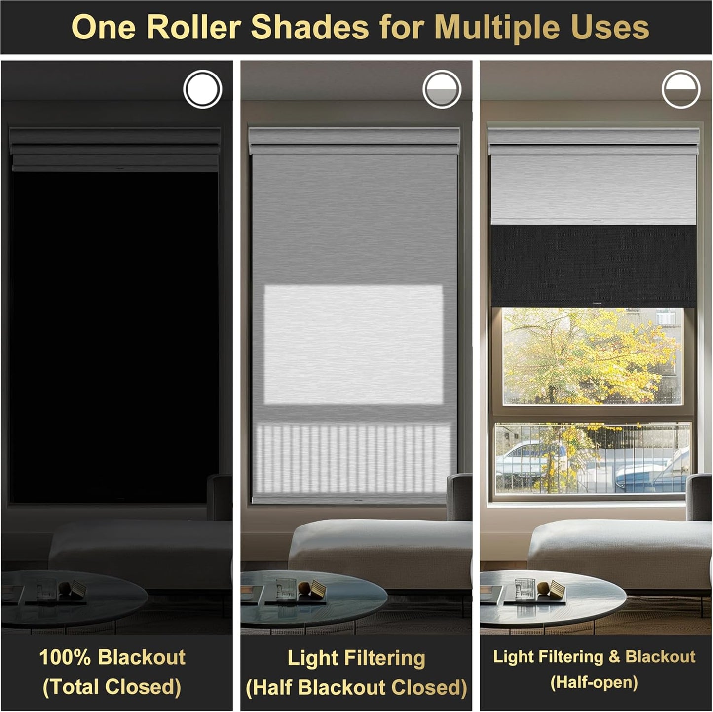 BERISSA Cordless Dual Roller Shades with Cassette Valance,Double Window Shades Blackout and Light Filtering Shades,Day and Night Roller Shades for Home Office Door.Linen Black and White.28 W x 36" H