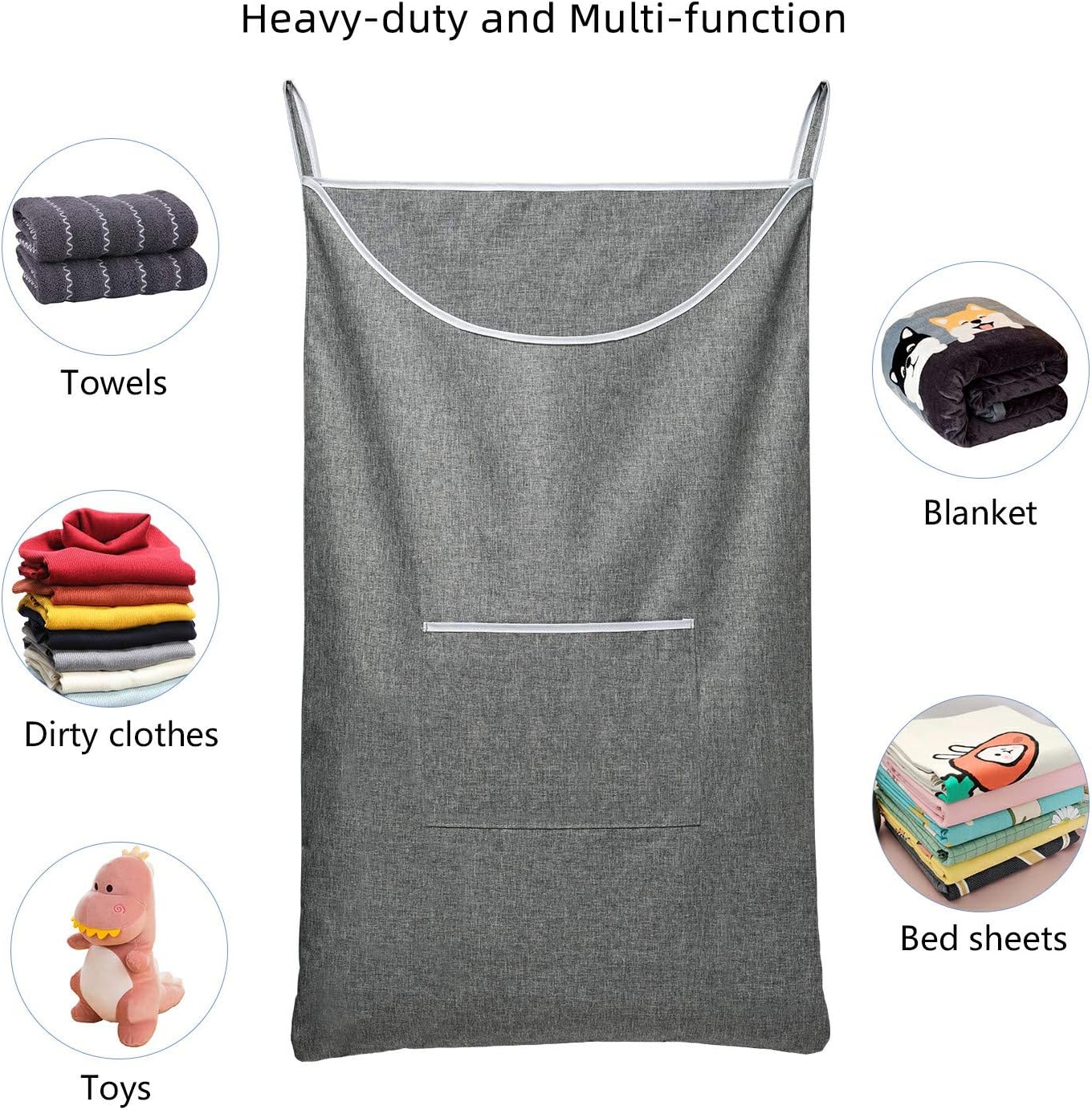 X-Large Door Hanging Hamper Bag,2 Pack Large Capacity Hanging Laundry Hamper Basket with Wide Opening Dirty Clothes Laundry Hamper Storage Bag Size 35X22inch(Grey-2Pack) - NestledHome
