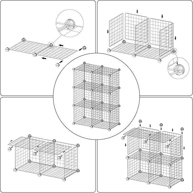 C&AHOME Wire Cube Storage, 6 - Cube Organizer Metal C Grids, Modular Shelves Units, Closet Organizer, Ideal for Home, Office, Living Room, 36.6”L x 12.4”W 36.6”H, Brown UWCS3006R