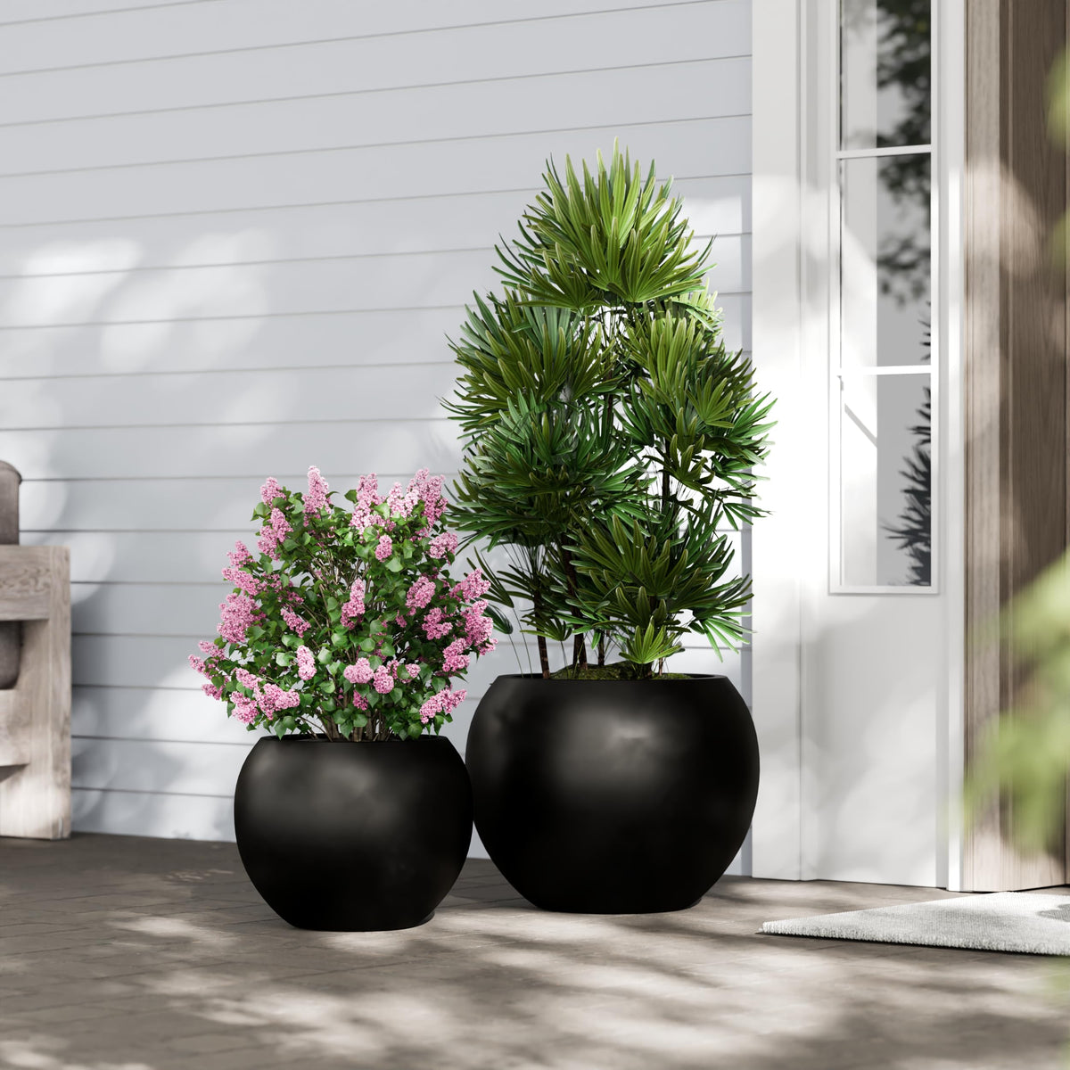 Fiberstone Large Round Planter for Indoor Outdoor Use
