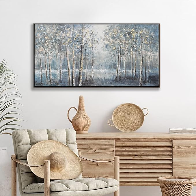 Wall Art Decor Large Maximalist Home Decor Wall Art Canvas Prints Framed Pictures Dark color system Forest Landscape Paintings for Room Wall Bedroom Office Decor 29"×58"