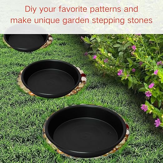 6 Pcs Bigger Round Stepping Stone Mold, 3 Size Cement Molds for Concrete, 10.63" 11.81" 12.99" Thicken Plastic Concrete Molds for Casting Garden Pavement and Stepping Stones Outdoor Walkway