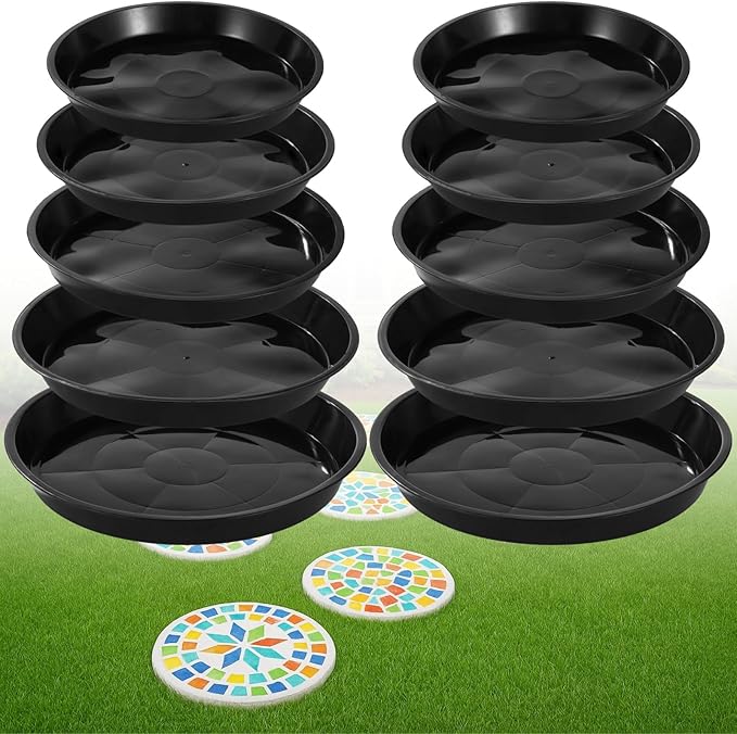 10 Pcs Stepping Stone Molds, Round Concrete Molds, Including 5 Sizes, 8.1-10.8 in, Reusable Plastic Garden Paving DIY Mold for Patio Backyard Lawn Decoration