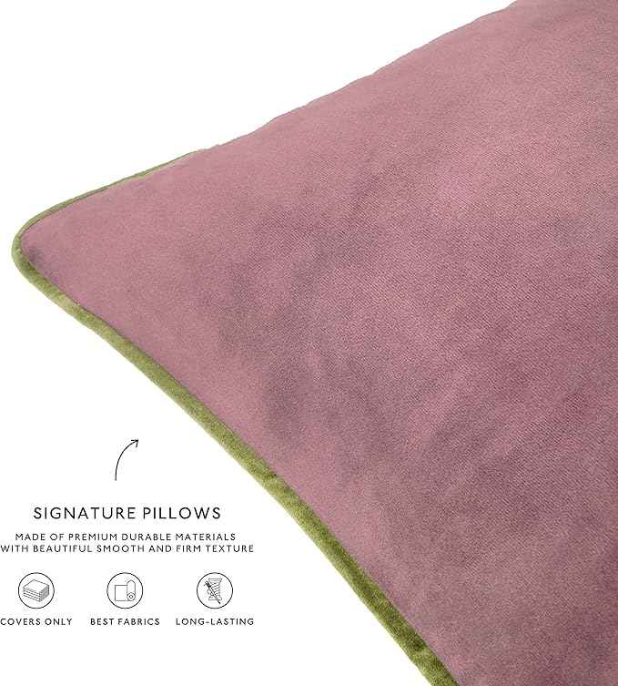 MONDAY MOOSE Decorative Throw Pillow Covers Cushion Cases, Set of 4 Soft Velvet Modern Double-Sided Designs, Mix and Match for Home Decor, Pillow Inserts Not Included (12x20 inch, Purple/Green)