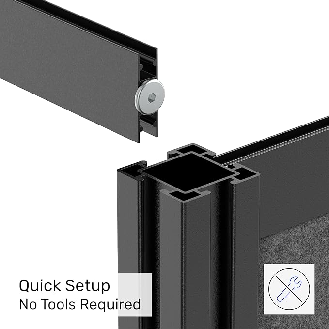 Workflow Modular Wall | Room Divider with Whiteboard, Sound-Dampening, & Frosted Acrylic Panels | Expandable Office Partition for Privacy & Productivity (70" x 70")