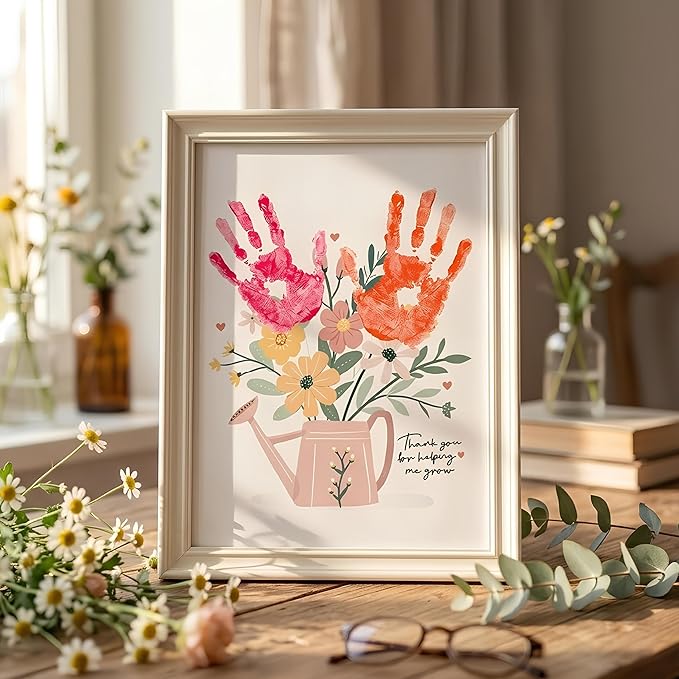 Pack 3 Handprint Floral Flower Bouquet Handprint Craft DIY for Mothers Day Card, Unique Gifts for Mom from Daughter or Son for Mother's Day,Best Presents for Moms, Best mom Ever Gifts, Mothers Day Decor for Mother's Day