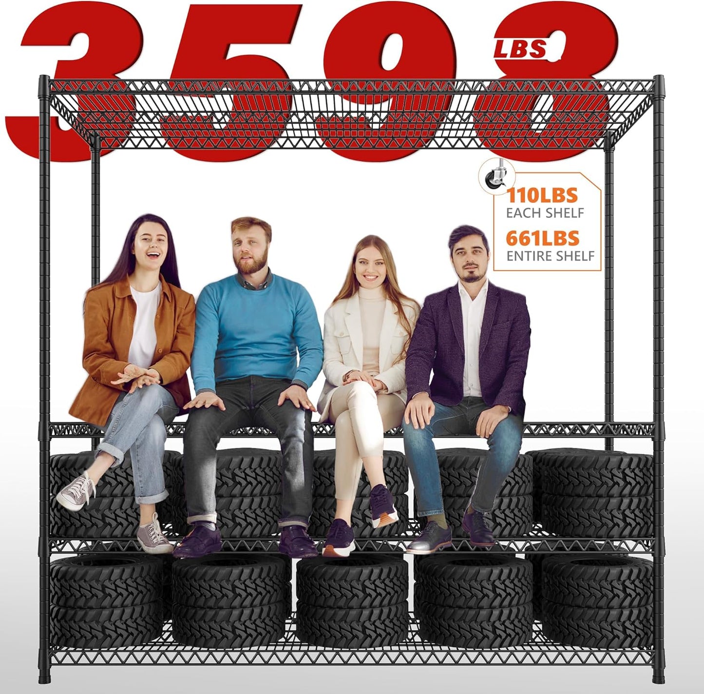 REIBII 60''W X 82.6" H Steel Heavy Duty Wire Shelving Unit with Wheels, 6-Tier Adjustable Storage Shelves 3598LBS Commercial Metal Shelves for Pantry, Garage, College Dorm School Industrial Shelving - NestledHome